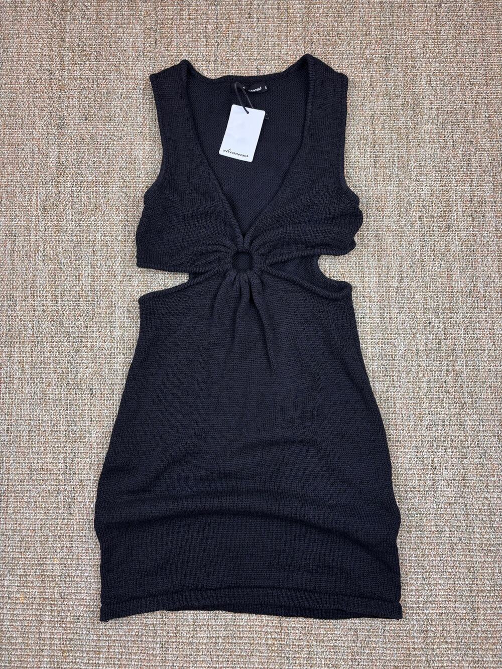 Olivaceous Black Cutout Sweater Mini Dress | Size S | NWT